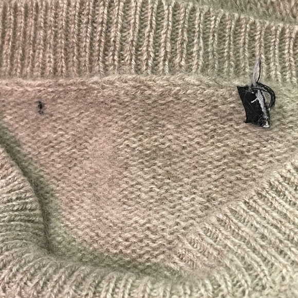 360 Cashmere Santi Beige Black Sweater Hamsa Peace Sign Sz Small - Picture 6 of 9